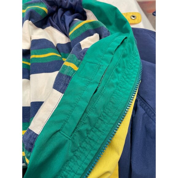 90s Oceanside Windbreaker Jacket Nautical Blue Striped Lining Hooded - Picture 7 of 13